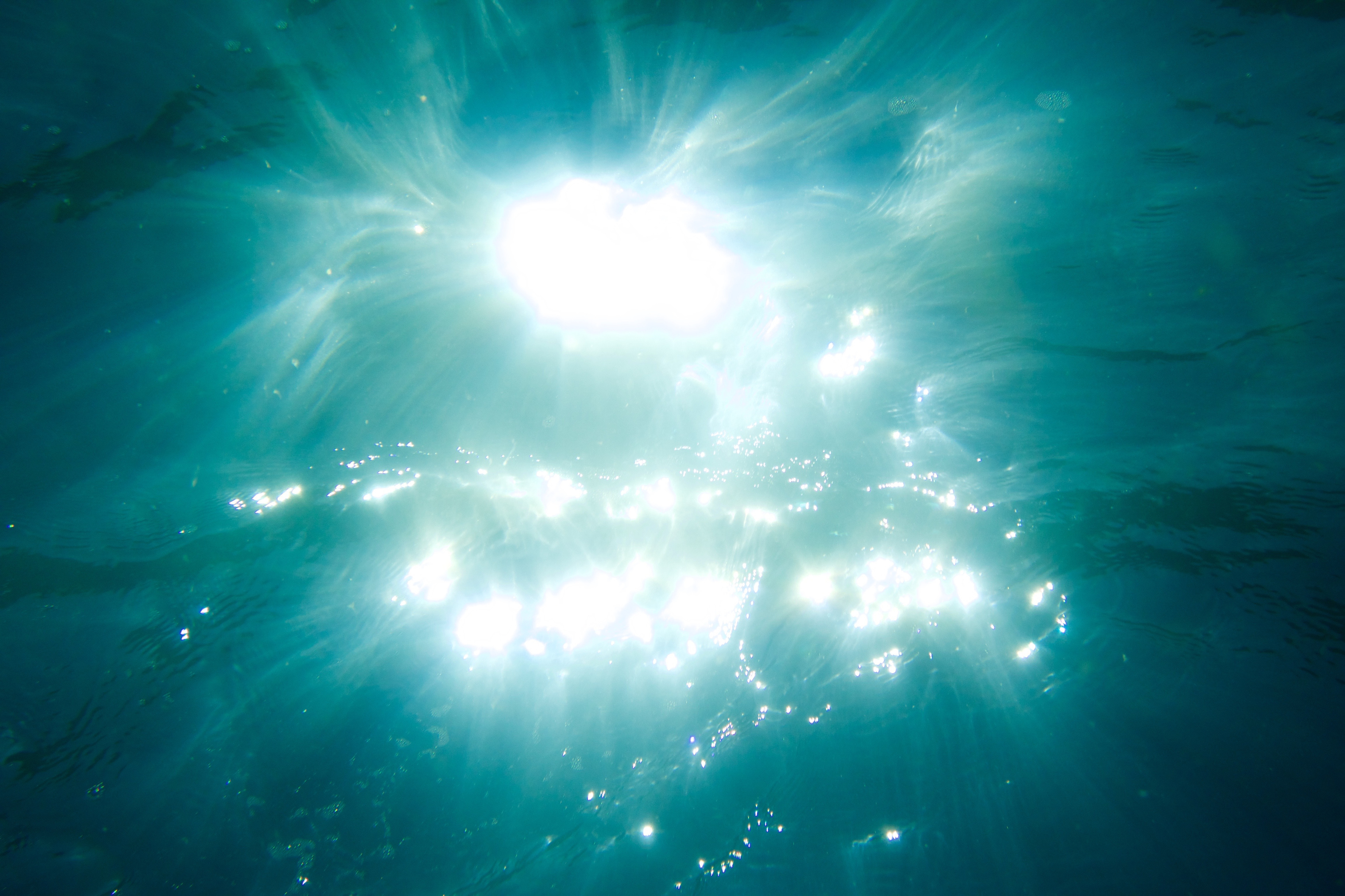 Radiant sunlight underwater